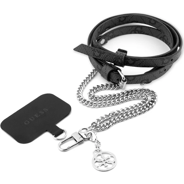 Guess Crossbody Popruh PU 4G Chain with Charm strieborný/čierny - Popruhy a crossbody - Hlavný obrázok