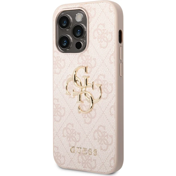 Guess PU 4G Metal Logo kryt iPhone 14 Pro Max ružový - Puzdra - Hlavný obrázok