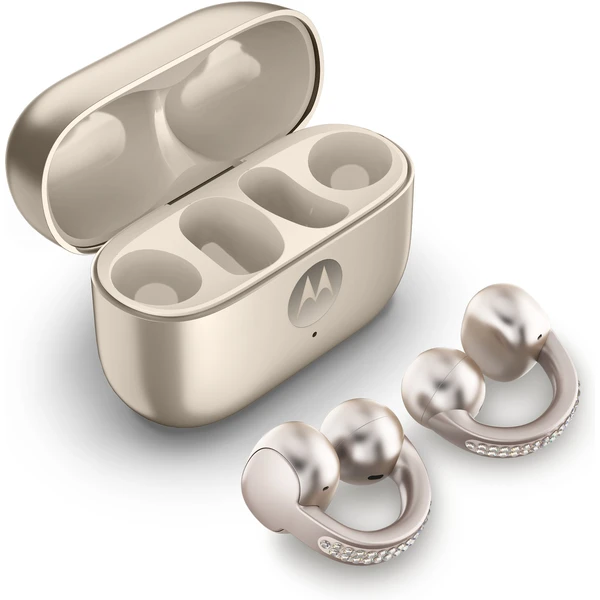 Motorola Moto Buds Loop (Sound By BOSE) bezdrôtové slúchadlá Swarovski crystals béžová - Slúchadlá - Obrázok WNNK000K01