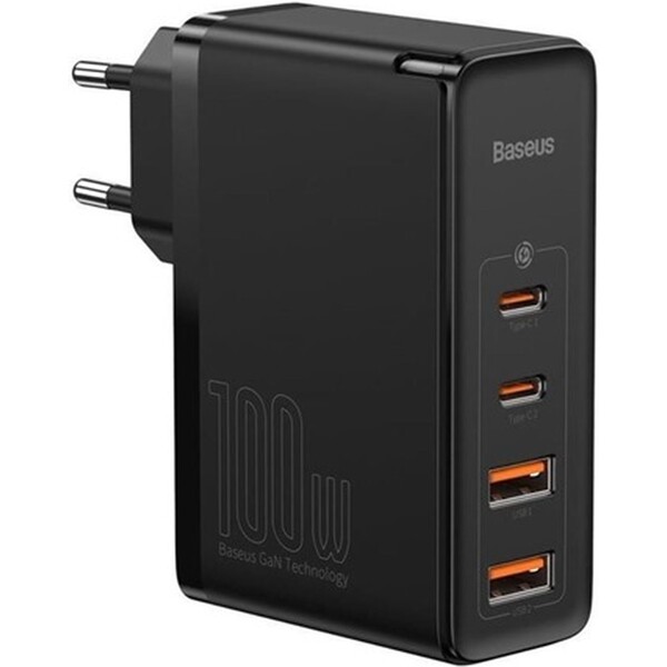 Baseus Rýchlonabíjačka do siete GaN Pro Quick Charge, 2xUSB-C 2xUSB-A 100W čierna