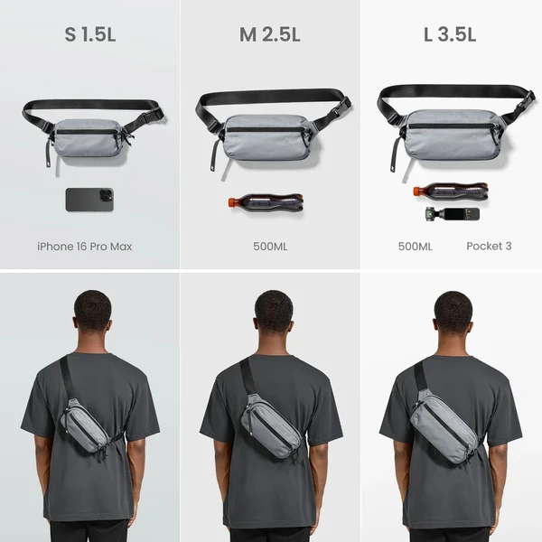 tomtoc Aviator T33 taška cez rameno L šedá - Popruhy a crossbody - Obrázok WRCG000K01