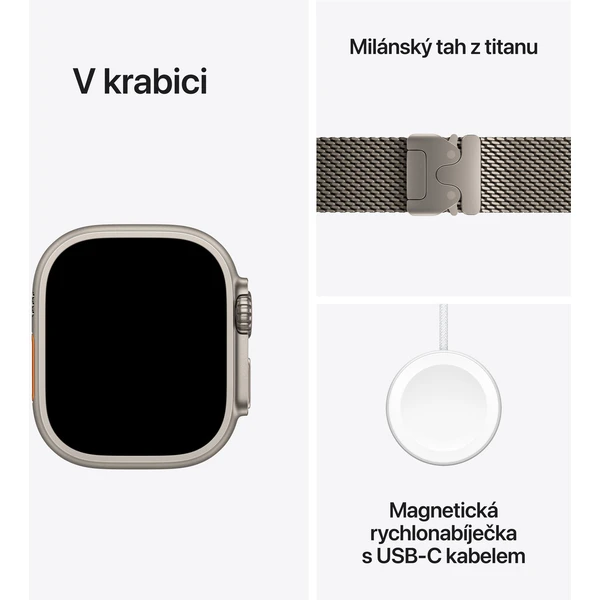 Apple Watch Ultra 2 (2024) 49mm Prírodný titán s prírodne titánovým milánskym ťahom S - Inteligentné hodinky - Obrázok WRQ7000K01