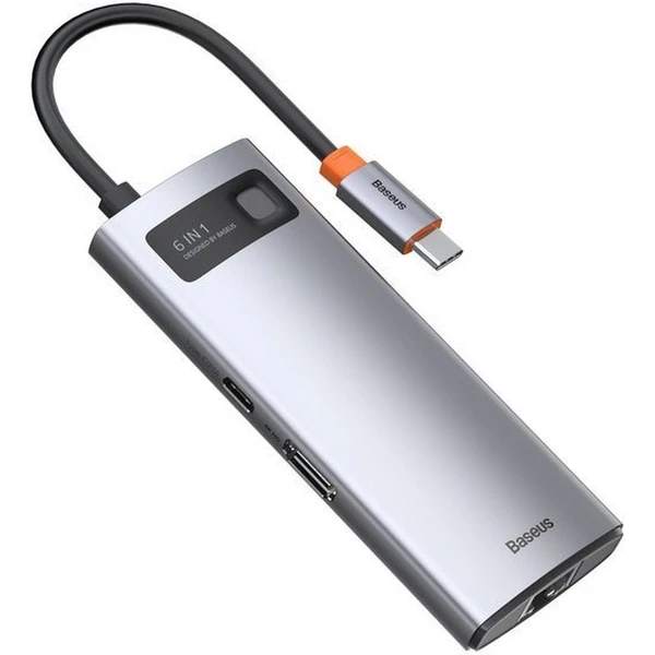 BASEUS HUB Metal Gleam Series 6-in-1 Multifunctional Type C Docking Station CAHUB-CV0G Gray - USB huby - Obrázok WS51000701