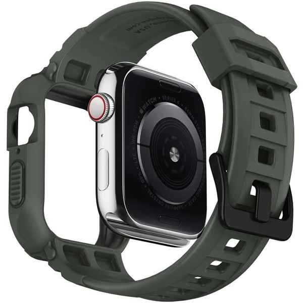 Spigen Rugged Armor Pro remienok s puzdrom Apple Watch 44/45mm zelený - Remienky - Obrázok WSPJF00101