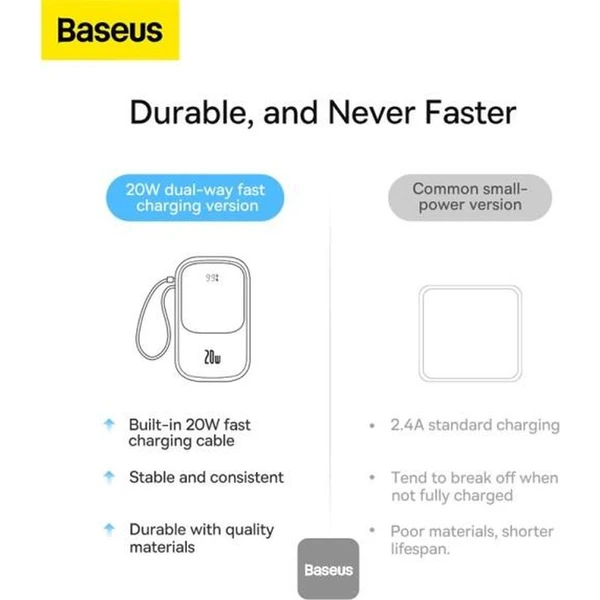 Baseus Qpow Pro 10000mAh, 20W, s káblom Lightning biela - Powerbanky - Obrázok WVHL000K01