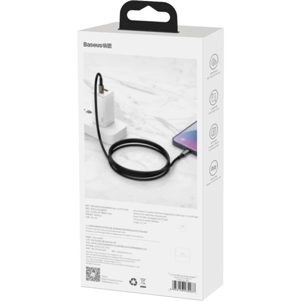 Baseus Tungsten Gold USB-C/Lightning napájací kábel 20W 2m čierny - Káble a redukcie - Obrázok WVKGF00101