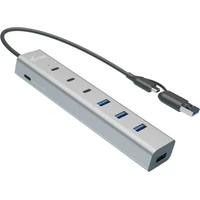 i-tec USB-C/USB-A Hub 7v1 strieborný - USB huby