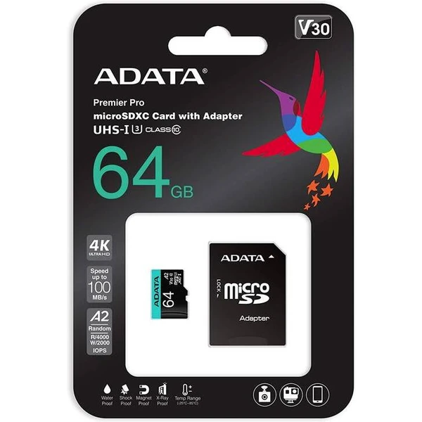ADATA Premier Pro microSDXC 64GB + SD adaptér - Pamäťové karty - Obrázok WWJVF00101
