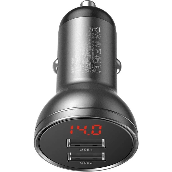 Baseus 24W 2x USB nabíjačka do auta šedá - Nabíjačky - Obrázok WWTL000K01