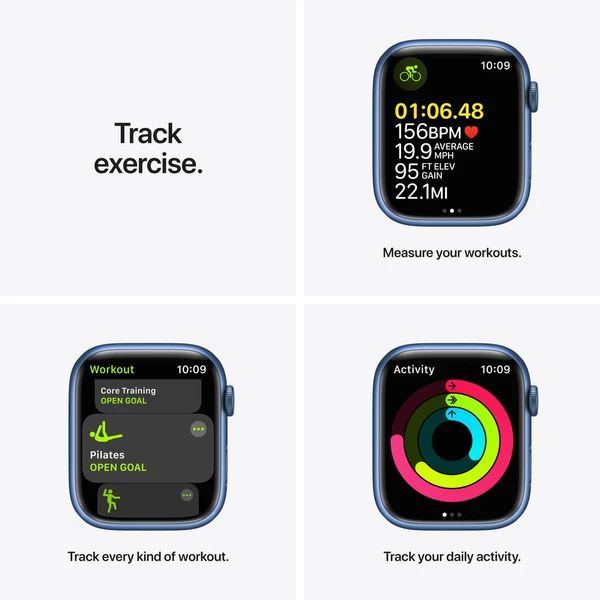 Apple Watch Series 7 Cellular 45mm modrý hliník s modrým športovým remienkom (Ďalšia) - Inteligentné hodinky - Obrázok WXZZ000501
