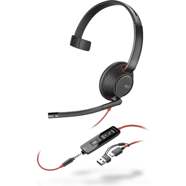 Poly Blackwire 5210 headset + 3.5mm Plug a USB-C/A adaptér - Slúchadlá - Hlavný obrázok