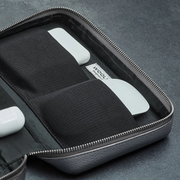 Woolnut kožený Tech Organizér šedý - Organizéry - Obrázok X0Q4000701