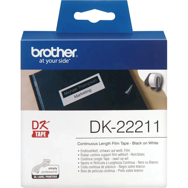 Brother DK-22211 filmová rolka čierna na biele 29 mm - Pásky pre štítkovače - Obrázok X1I9000P01