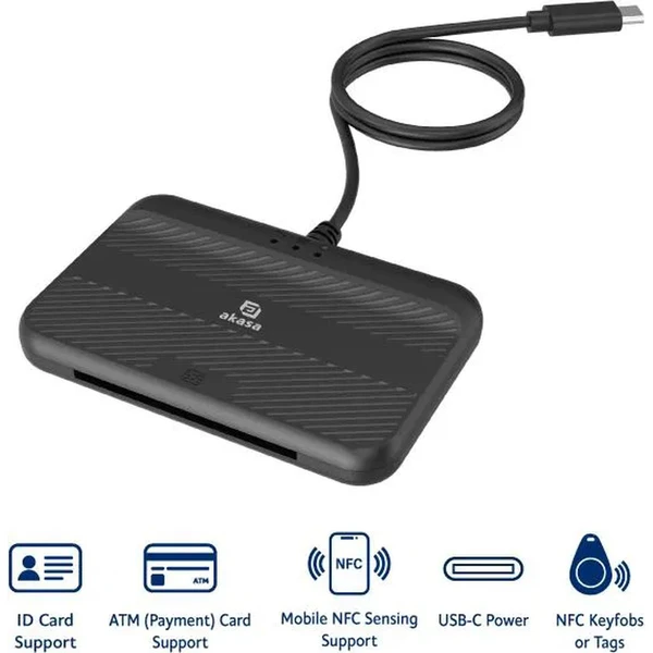 AKASA externá čítačka Smart kariet s NFC - Čítačky čipových kariet - Obrázok X1JO000K01