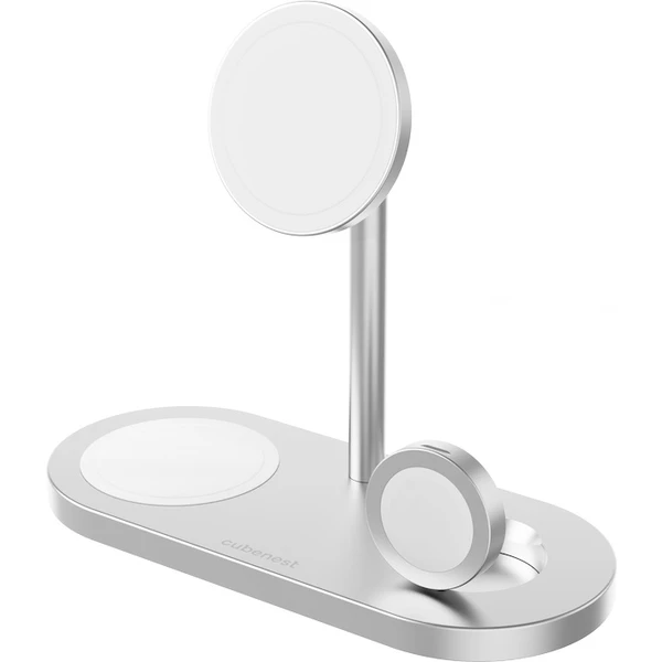 CubeNest S313 Pro 3v1 magnetická bezdrôtová nabíjačka strieborná - Nabíjačky - Hlavný obrázok