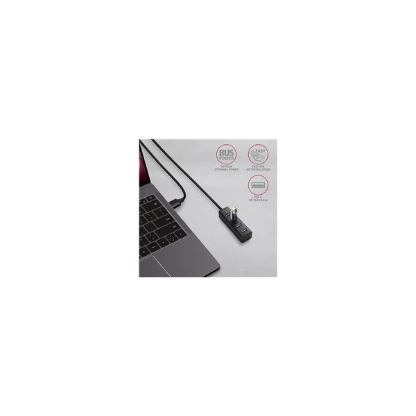 AXAGON USB MINI húb 4x USB 3.2 Gen 1 kovový USB-A 1.2m čierny - USB huby - Obrázok X260700301