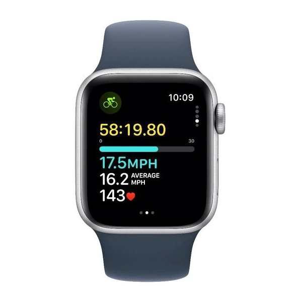 Apple Watch SE (2023) Cellular 40mm športový silikónový remienok búrkovo modrý M/L - Inteligentné hodinky - Obrázok X2C6000701