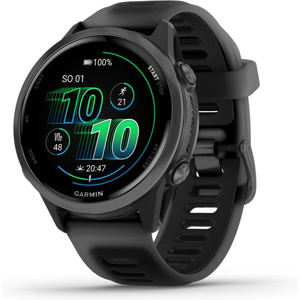Garmin Forerunner 570 42 mm tmavo šedá hliníková luneta s čiernym polopriehľadným remienkom - Inteligentné hodinky - Hlavný obrázok