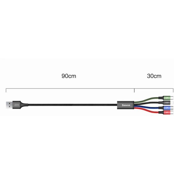 Baseus Fast 4v1 napájací kábel 1,2m čierny - Káble a redukcie - Obrázok X2RR000501