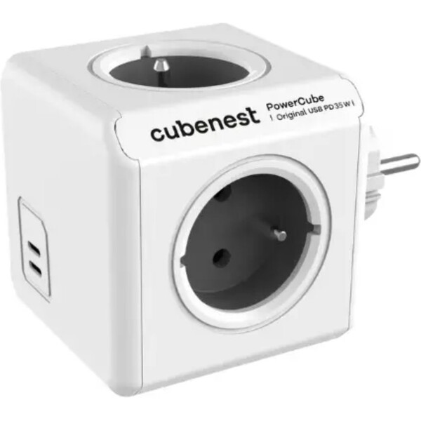 CubeNest PowerCube Original USB PD 35W, 2x USB-C, sivá