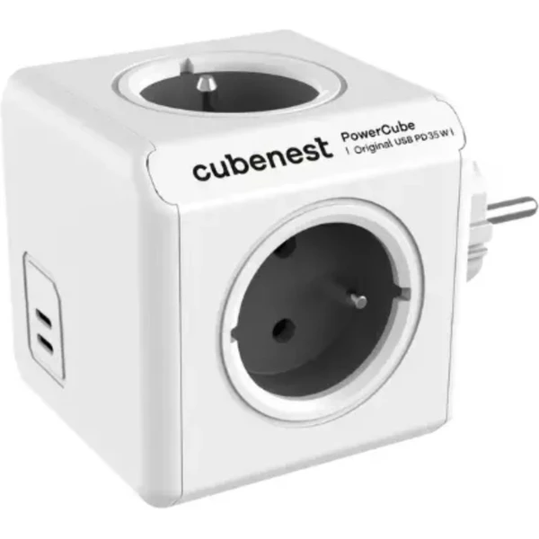 CubeNest PowerCube Original USB PD 35W, 2x USB-C, sivá - Zásuvky - Hlavný obrázok
