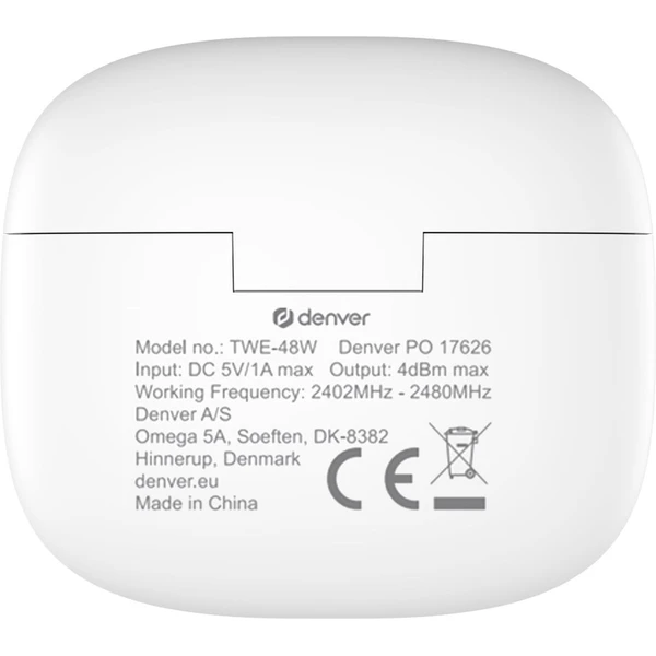 Denver TWE-48 bezdrôtové slúchadlá biela - Slúchadlá - Obrázok X3AF000J01
