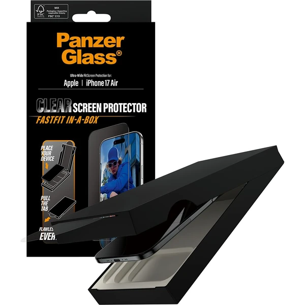 PanzerGlass® Ultra-Wide Fit sklo Apple iPhone Air s bezprašným aplikačným boxom - Ochranné fólie a sklo - Obrázok X3KH000K01