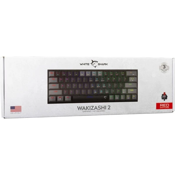White Shark WAKIZASHI 2 herná mechanická klávesnica (US) čiernosivá - Klávesnice - Obrázok X3MD000J01
