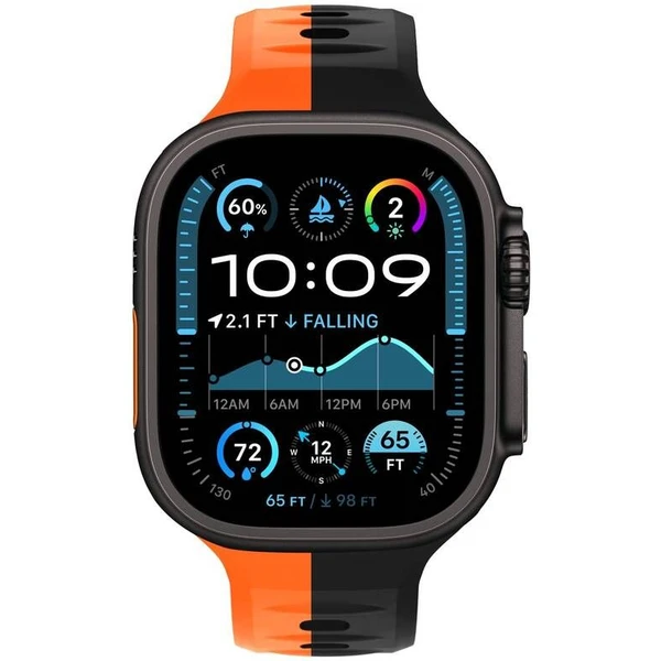 CubeNest Premium Silicon Band remienok Apple Watch 42-49 mm čierny/oranžový - Remienky - Obrázok X3UD000O01