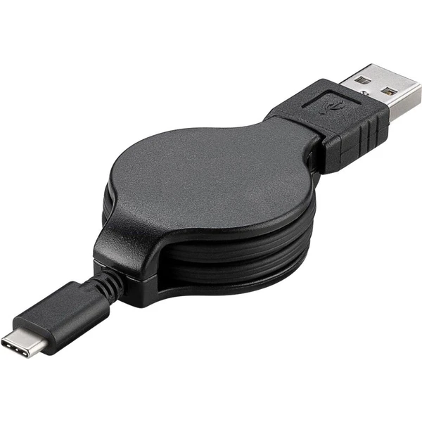 PremiumCord USB-C/USB-A navíjací napájací kábel 1m čierny - Káble a redukcie - Hlavný obrázok