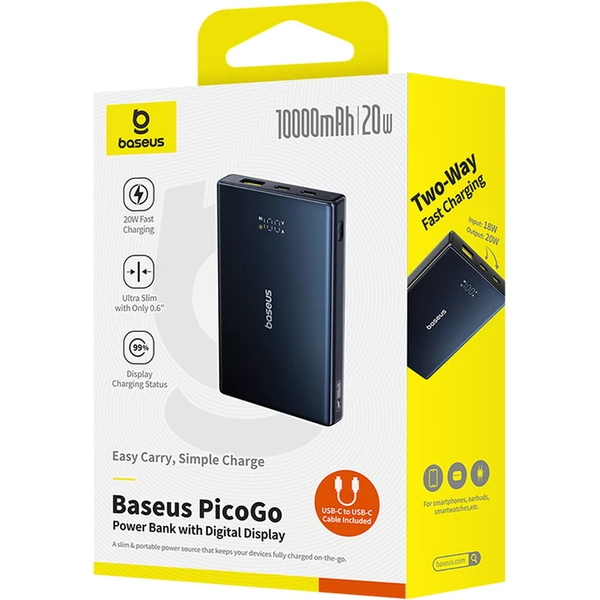 Powerbanka Baseus PicoGo 10000mAh 20W USB-C čierna - Powerbanky - Obrázok X4AE000N01