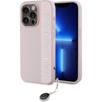 Karl Lagerfeld PU Saffiano Rhinestone Charm zadný kryt iPhone 15 Pro Max ružový - Puzdra