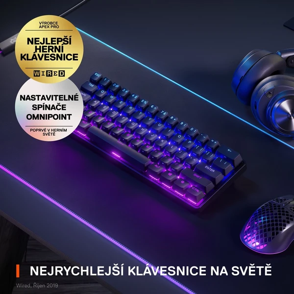 SteelSeries Apex Pro Mini bezdrôtová herná klávesnica UK - Klávesnice - Obrázok X5M3000O01