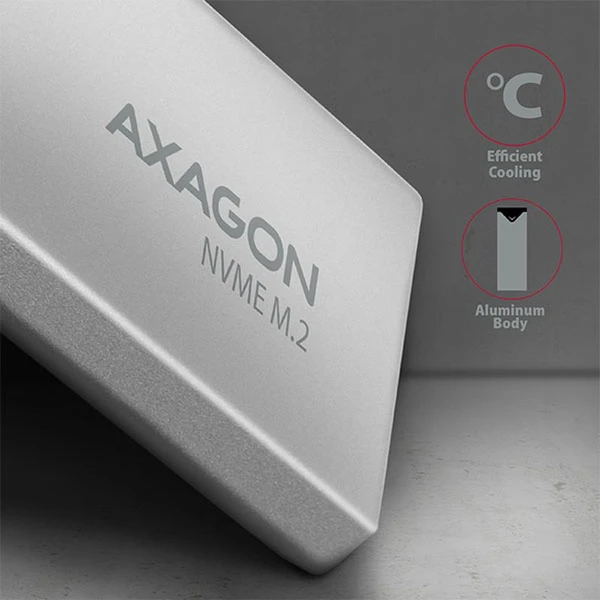 AXAGON EEM2UG2 USBC 3.2 Gen 2 M.2 NVMe SSD kovový box dĺžka 42 až 80 mm - Externé boxy - Obrázok X77HF00101