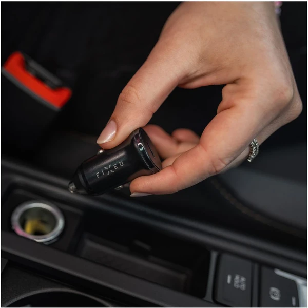 FIXED autonabíjačka s USB-C výstupom a podporou PD, 20W čierna - Nabíjačky - Obrázok X7O2000P01