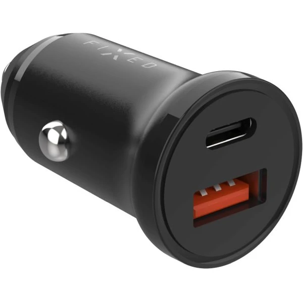 FIXED autonabíjačka s USB-C a USB výstupom a podporou PD, 20W čierna - Nabíjačky - Obrázok X8O2000P01