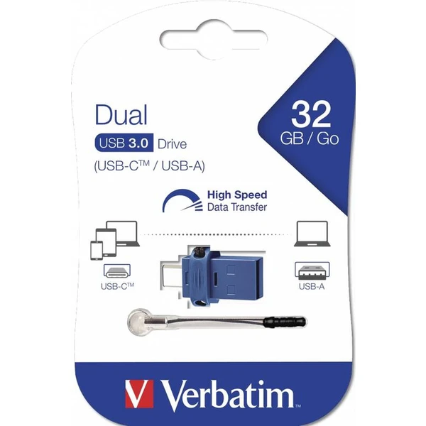 VERBATIM Flash Disk 32GB Store 'n' Go USB 3.0/USB-C modrý - Flashdisky - Obrázok X8R2000P01