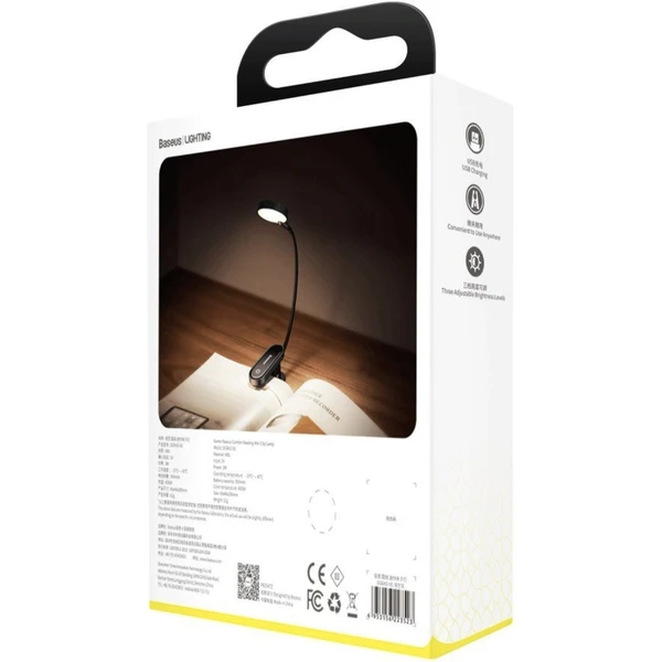 Baseus Mini LED lampička na čtení s klipem černá - Lampičky - Obrázok XA3P600301