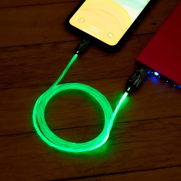Lazerbuilt Harry Potter - Patronus USB-A/USB-C svietiaci napájací kábel 10W 1,2m zelený - Káble a redukcie - Obrázok XA7H000K01