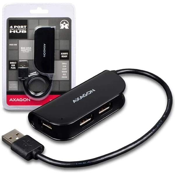AXAGON HUEX4B 4x USB2.0 READY  - USB huby - Obrázok XA7HF00101
