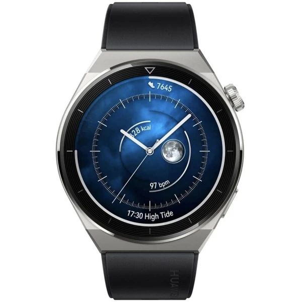 Huawei Watch GT3 Pro (46 mm) Light Titanium Case + Black Fluoroelastomer Strap - Inteligentné hodinky - Obrázok XAT2700301