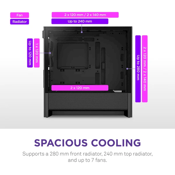 NZXT H3 Flow čierna - Počítačové skrine - Obrázok XC7K000K01