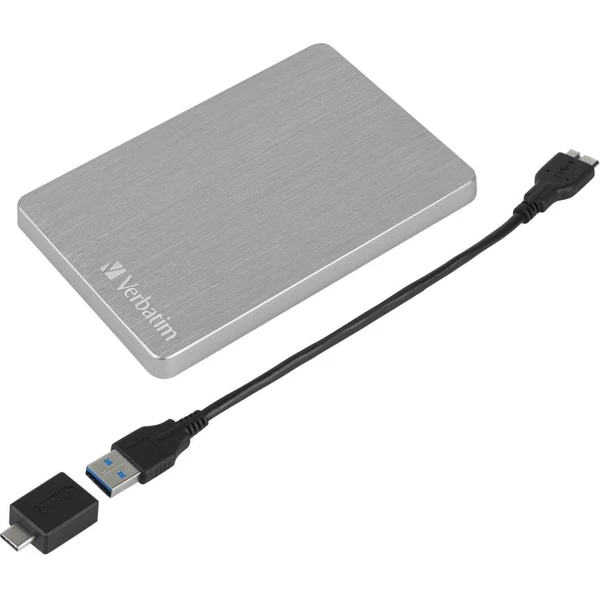 VERBATIM Store 'n' Go HDD 1TB USB 3.2/USB-C Gen 1 ALU Slim strieborný - Pevné disky - Obrázok XCL8700301