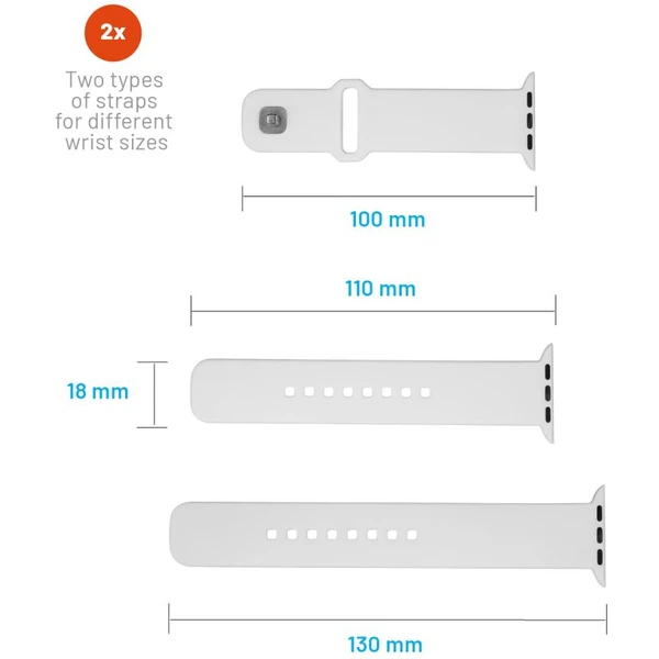 Set silikónových remienkov FIXED Silicone Sporty Strap pre Apple Watch 38/40/41mm, biely - Remienky - Obrázok XCM2000O01
