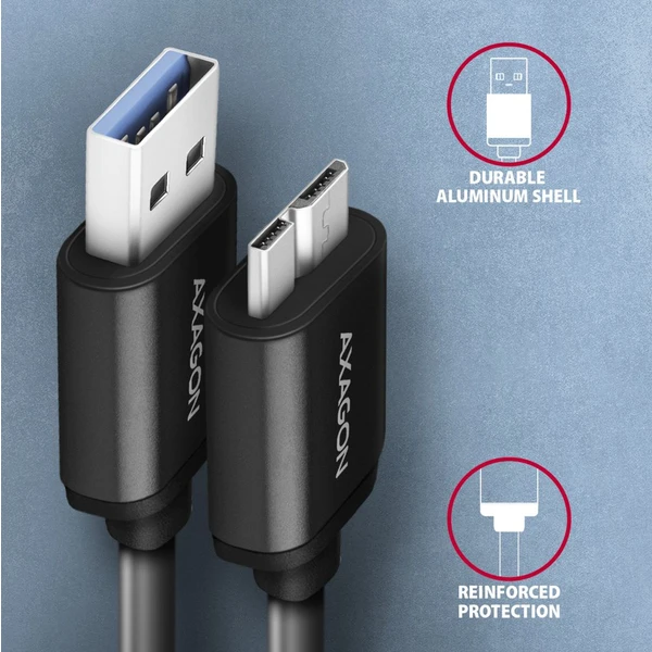 AXAGON MicroUSB-B/USB-A napájací kábel 1m čierny - Káble a redukcie - Obrázok XDD0700301