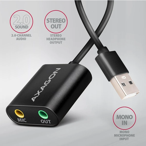 AXAGON externá zvuková karta USB 2.0 15 cm - Zvukové karty - Obrázok XED0700301