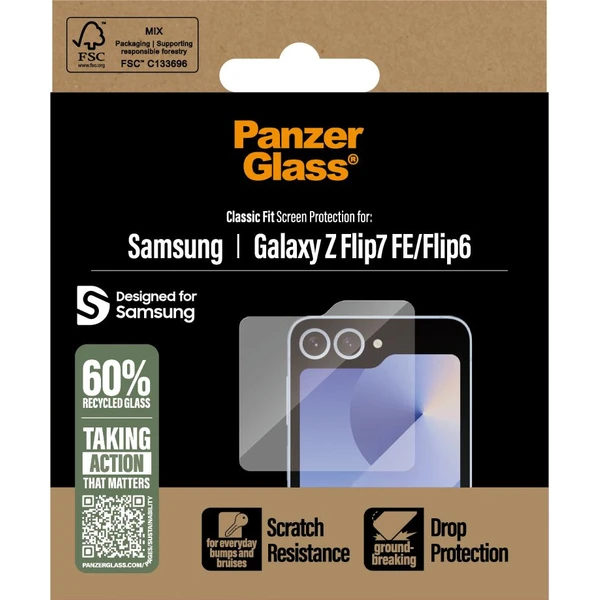 PanzerGlass® Ultra-Wide Fit Samsung Galaxy Z Flip7 FE/Z Flip6 - Ochranné fólie a sklo - Obrázok XESF000K01