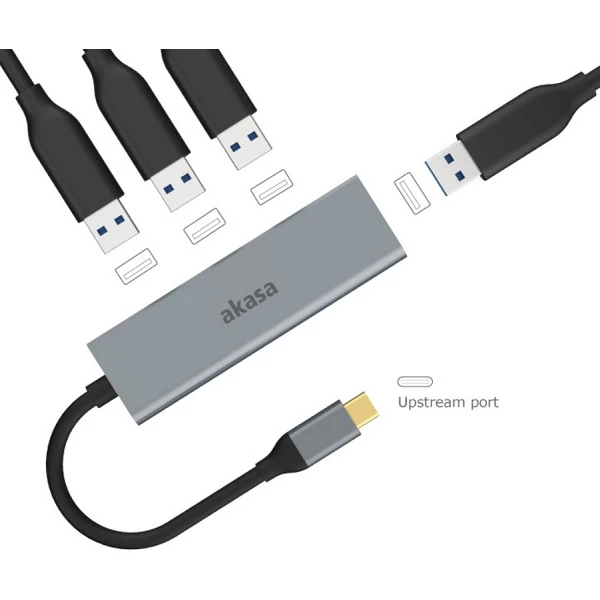 Akasa húb USB Type-C, 4x USB 3.0, 18cm - USB huby - Obrázok XF6X600301