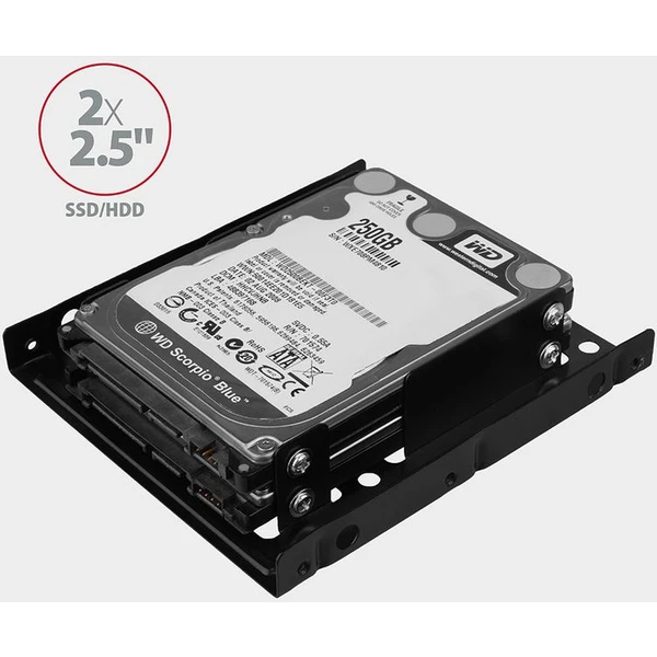 AXAGON RHD225 kovový rámček pre 2x 2.5' HDD/SSD do 3.5' pozícia montáž ventilátora - Rámiky na disky - Obrázok XF7HF00101