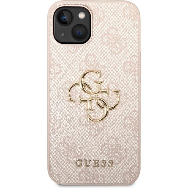 Guess PU 4G Metal Logo kryt iPhone 14 ružový - Puzdra - Obrázok XFUF100501